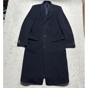 Hammersley Cashmere Wool Overcoat 40L Black Long Top Coat England VG Condition